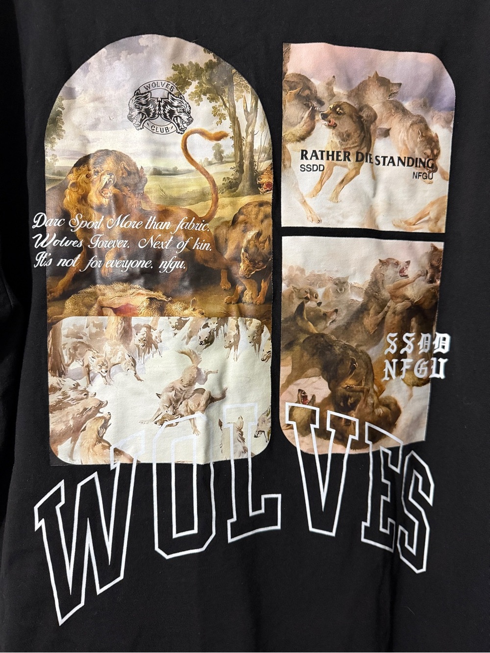 Darc Sport Limited Drop Wolves Graphic Black Men's Tee 3XL Gym Grunge Goth Vibes
